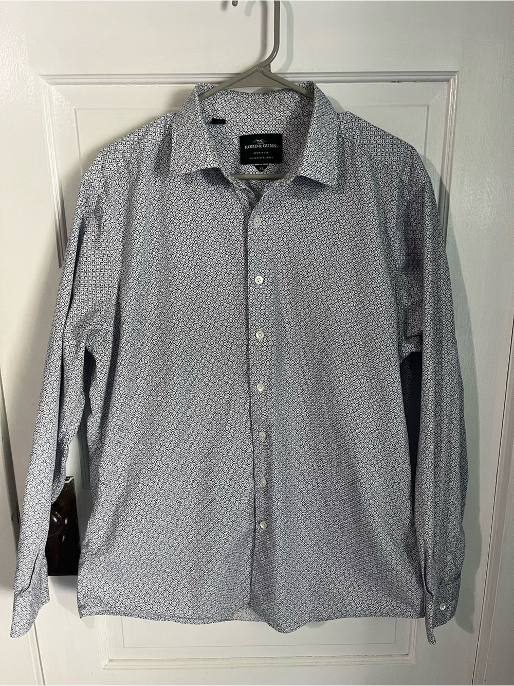 Rodd & Gunn Men's Long Sleeve Button-Up Shirt - Light Blue Pattern size XL